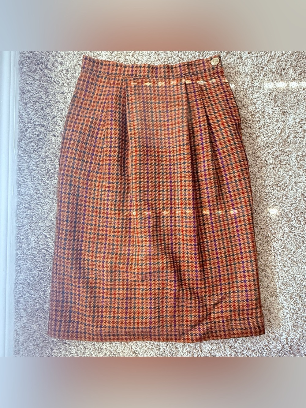 Lucia Petites Plaid Wool Linen Silk Blend Vintage Skirt Suit Sz 4/6P Made in U - Picture 4 of 8